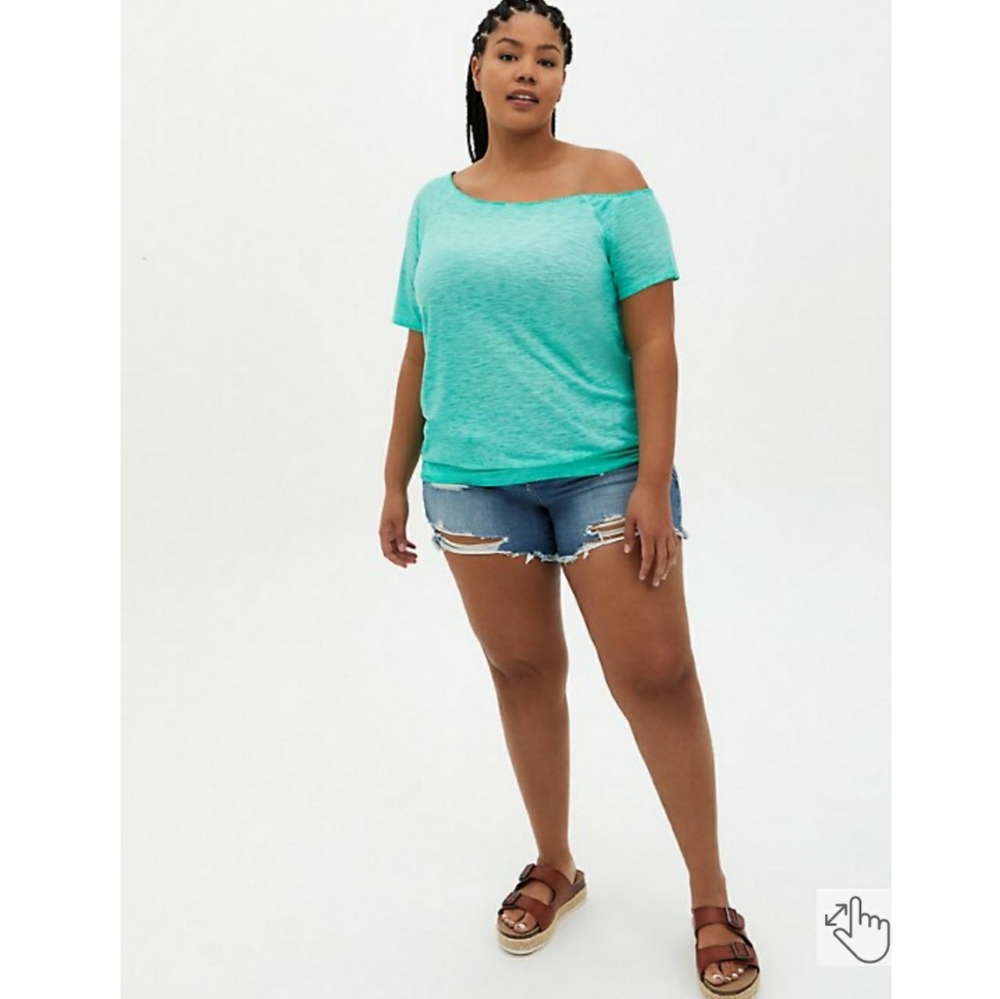 Plus size off-shoulder aqua green tee 2XL Torrid